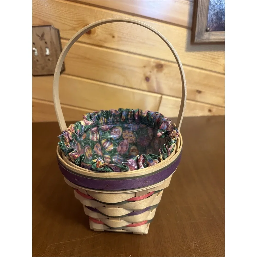 Longaberger 1996 Easter Basket with Liner and Protector & Button Basket Brick